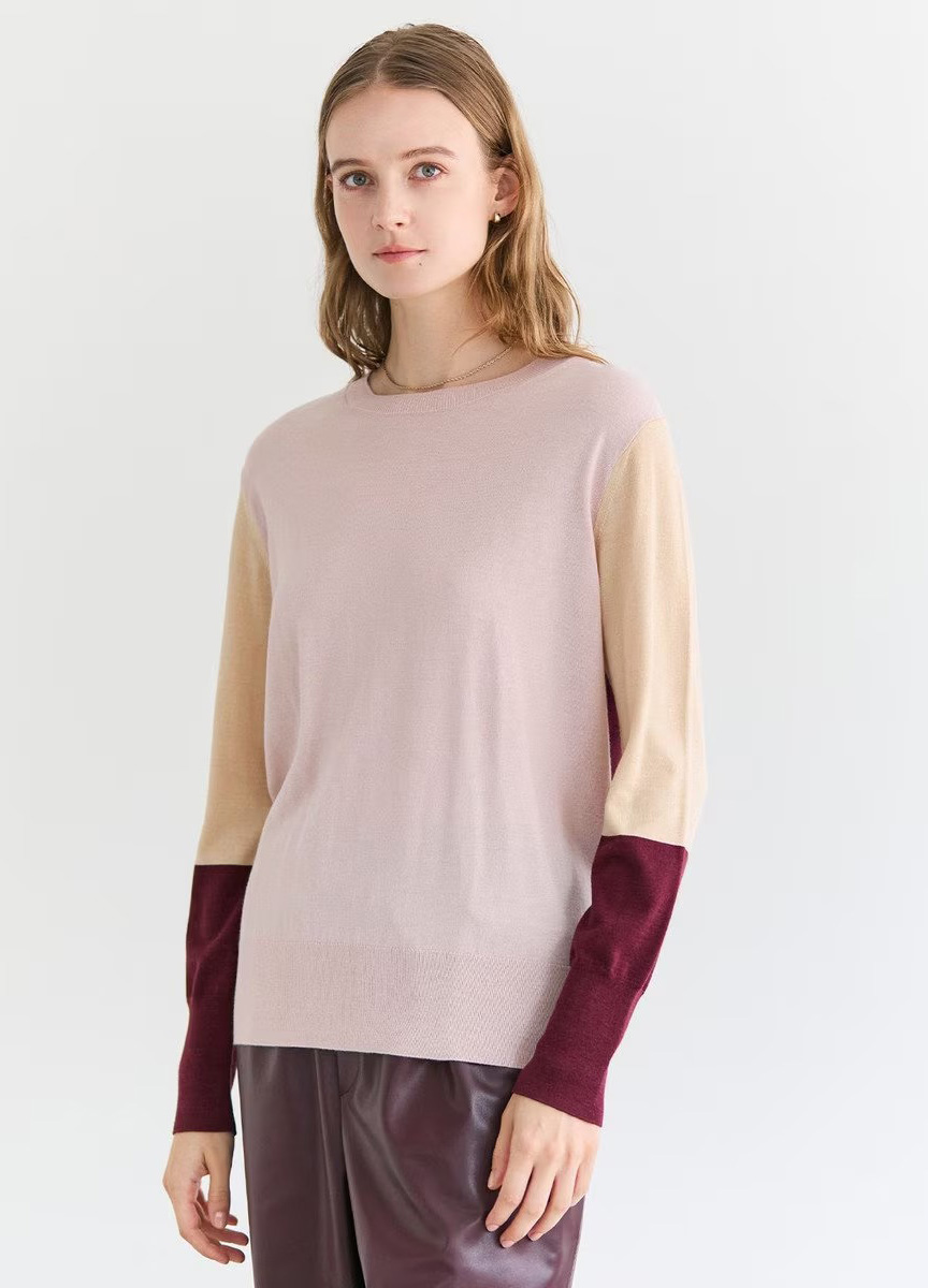 親膚造型拼色針織衫